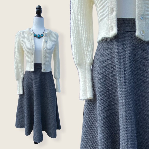 NWT Oak + Fort Women’s A-Line Dark Gray Waffle Knit Midi Skirt XS - Picture 3 of 15